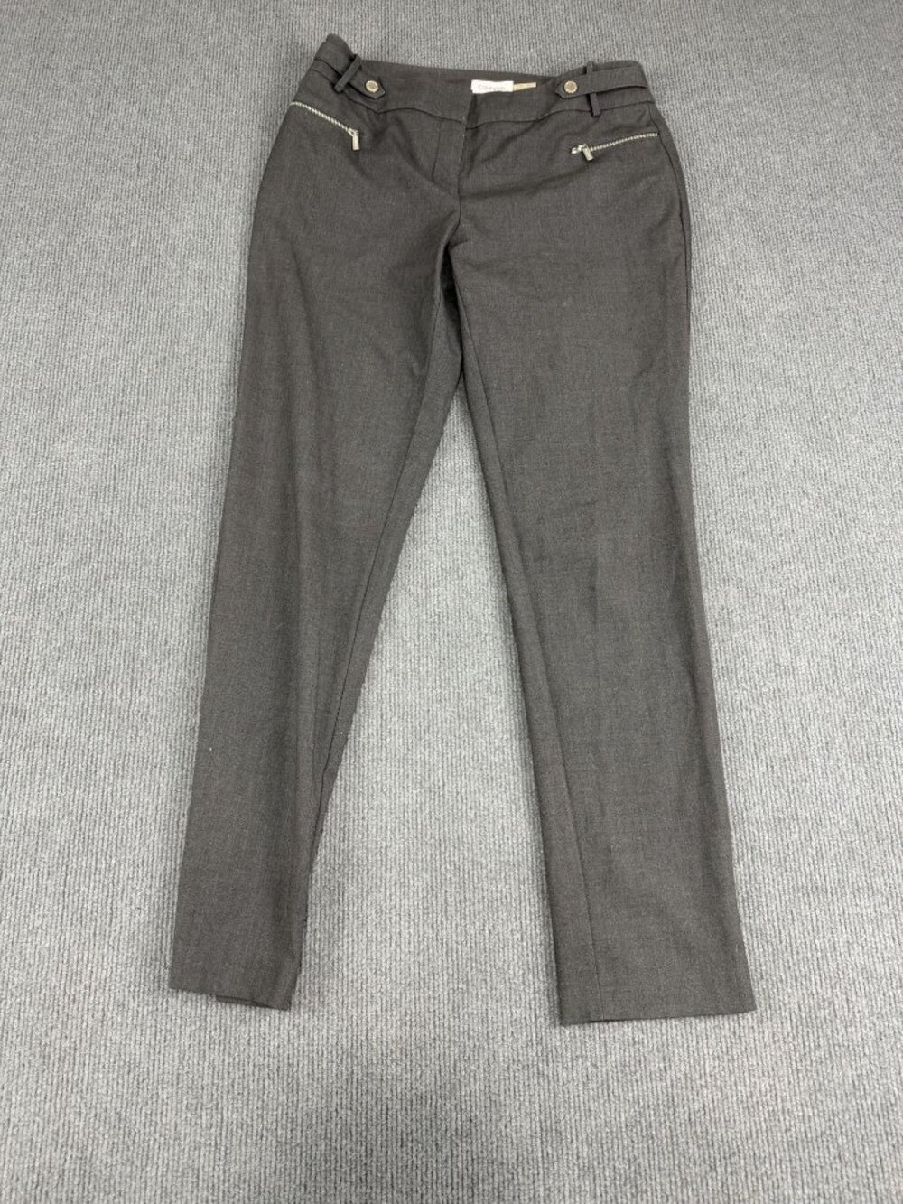 Calvin Klein Gray Slim Fit Dress Pants Zipper Details 4